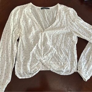 A&F white polkadot blouse